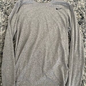 Nike Men's Heather Gray Dri-FIT Long Sleeve Tee